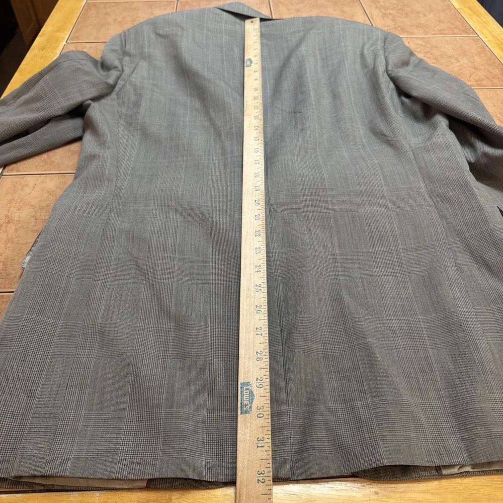 Hart Schaffner Marx Blazer Sz 42L Gray Plaid Sport Coat Suit Jacket USA VTG